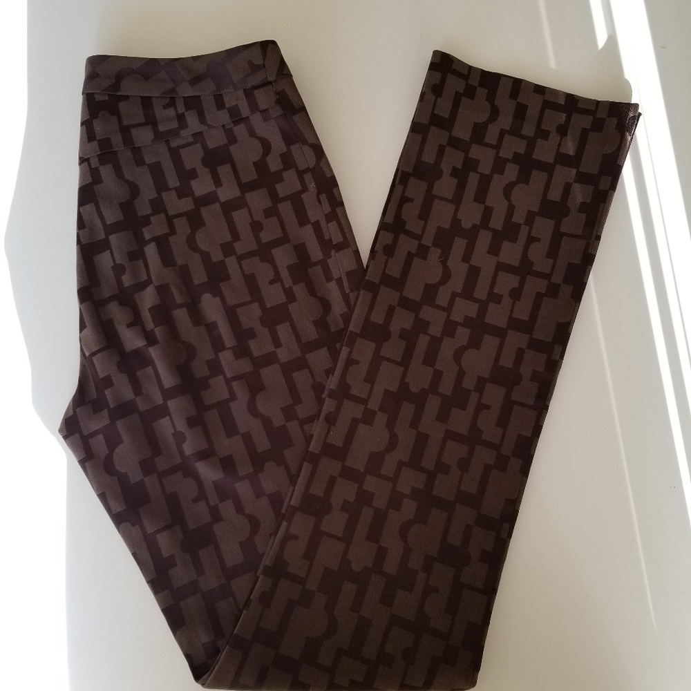 Kenneth Cole Brown Geometric Patterned Long Pants